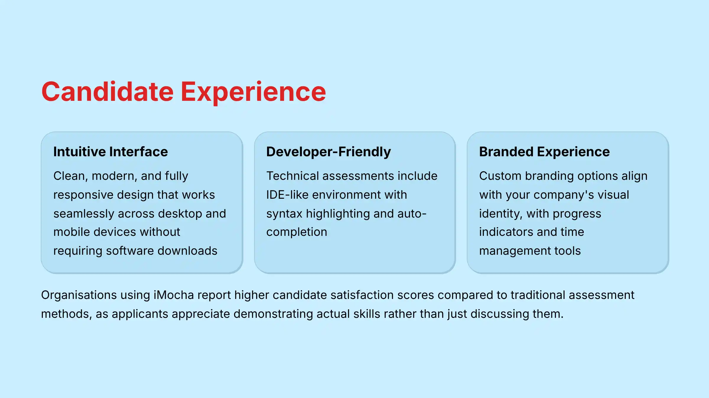 iMocha Candidate Experience - user-friendly assessment interface