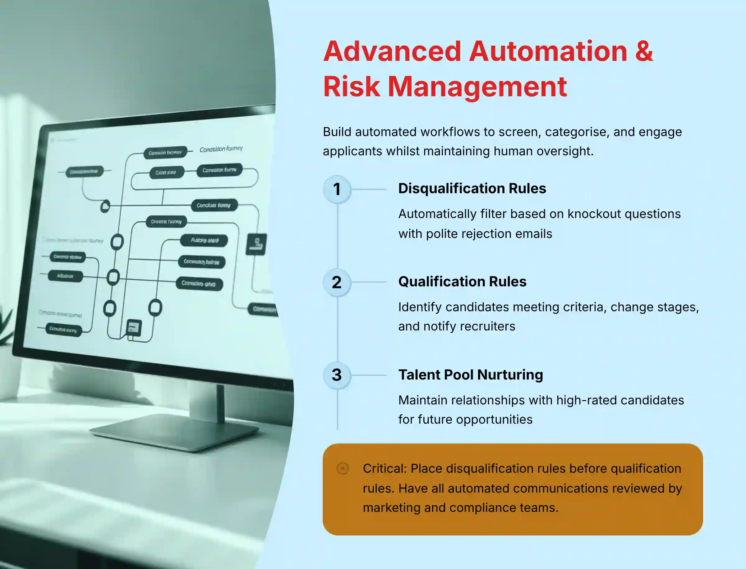 Advanced automation and risk management strategies for recruitment workflows