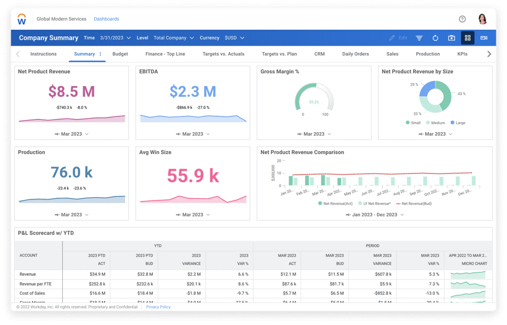 Workday HCM Enterprise Dashboard Interface