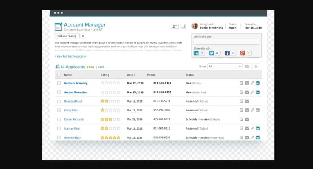 BambooHR Applicant Tracking System Interface