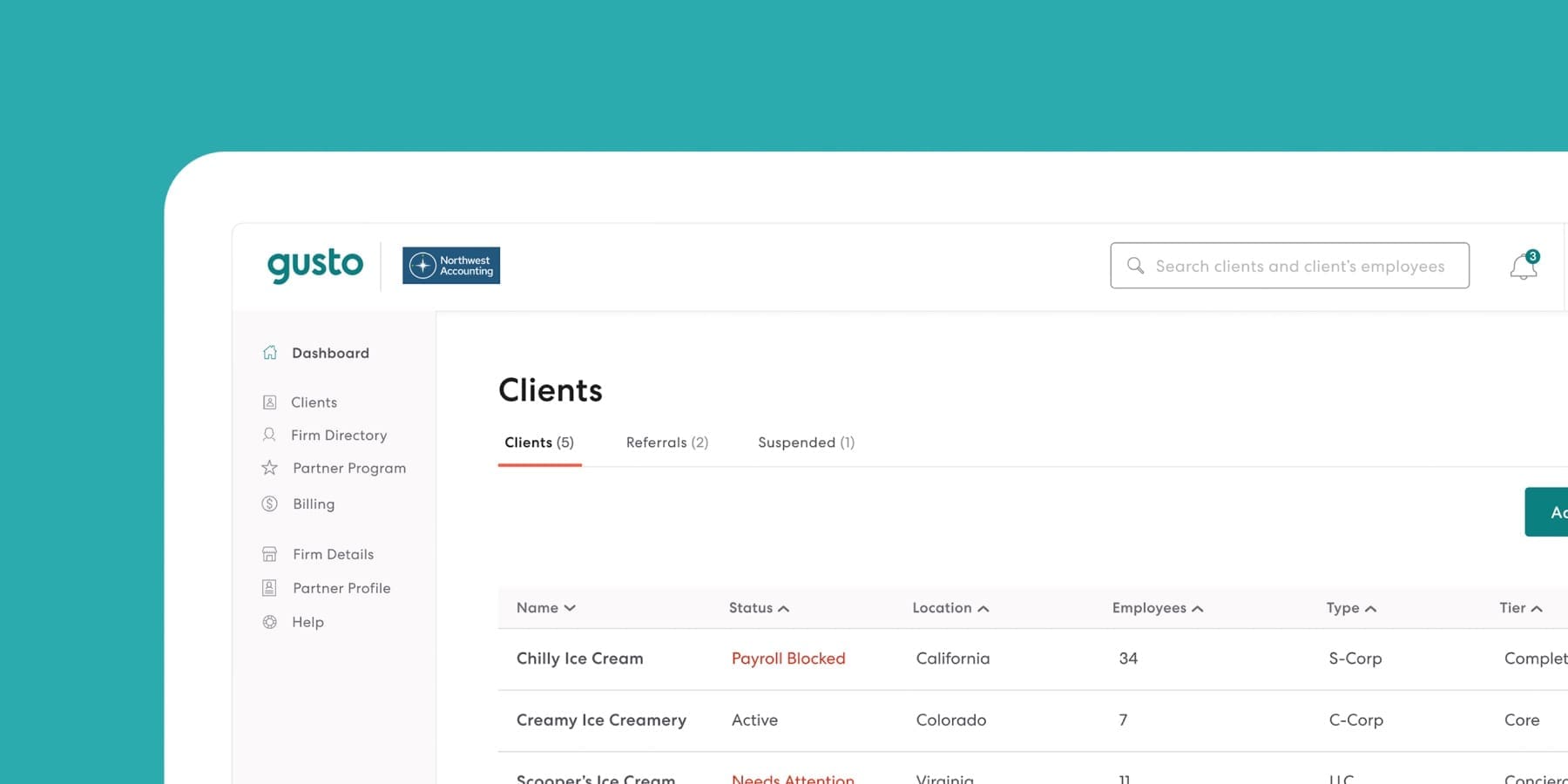 Gusto payroll software dashboard