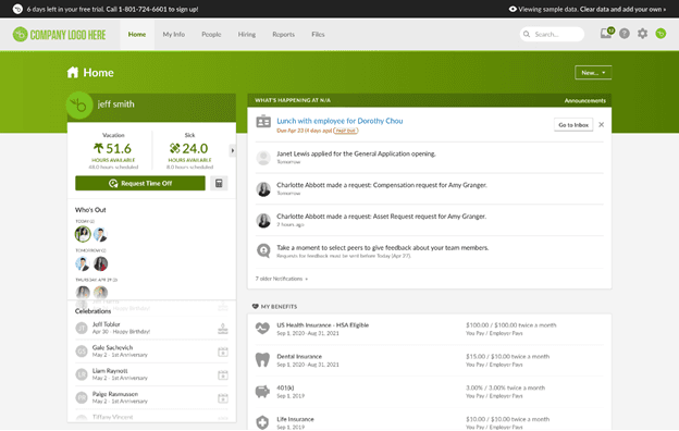 BambooHR software interface dashboard
