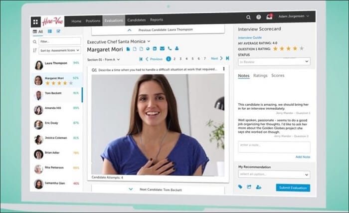 HireVue Interface Screenshot
