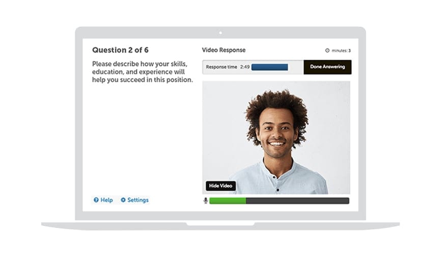 HireVue OnDemand interview candidate interface