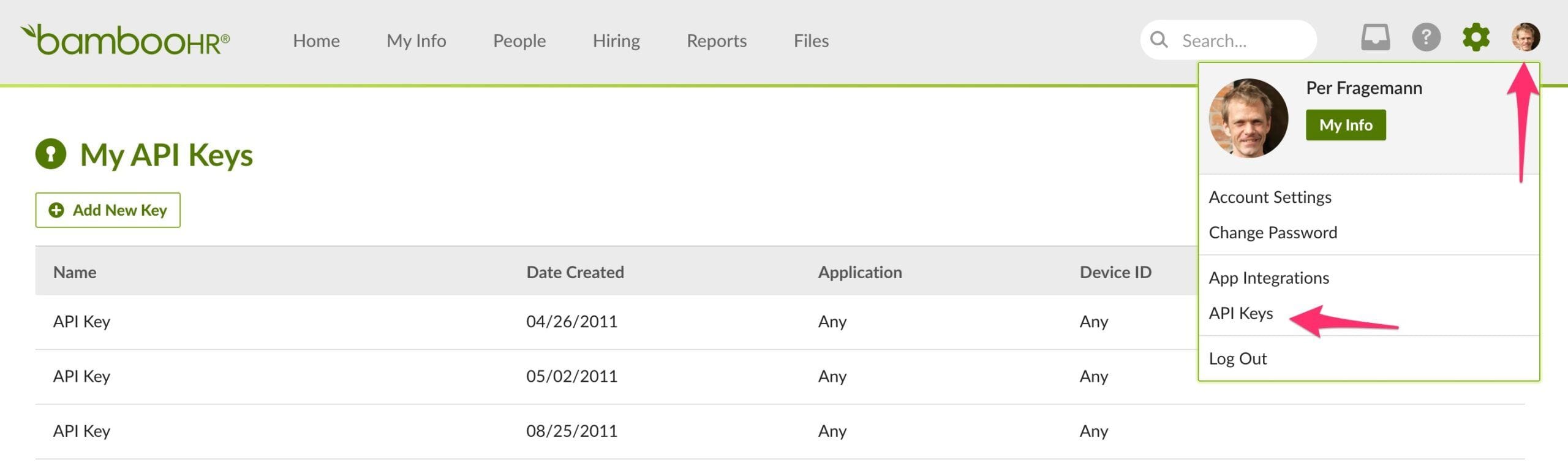 BambooHR software interface